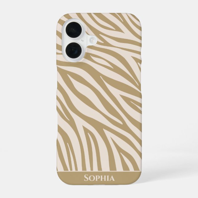 Zebra Print-Beige- iPhone 16 Hülle (Rückseite)