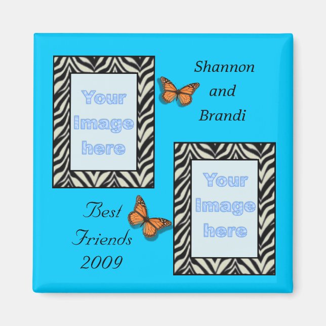 Zebra Print Best Friends Foto Magnet (Vorne)