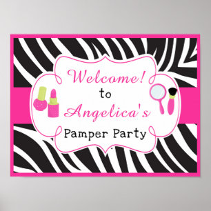 Zebra print Birthday Pamper Party Poster