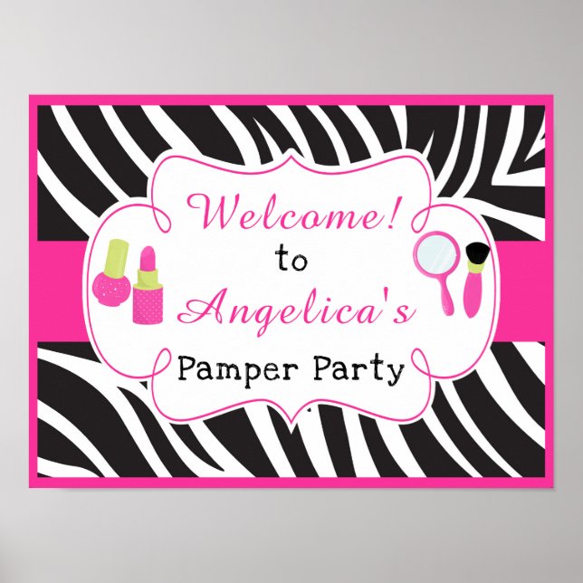 Zebra print Birthday Pamper Party Poster (Vorne)