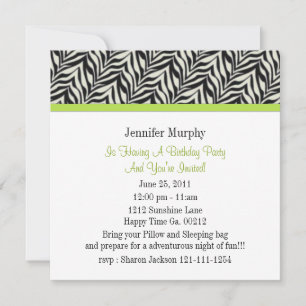 Zebra Print Birthday Party Einladungen