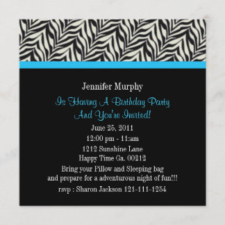 Zebra Print Birthday Party Einladungen