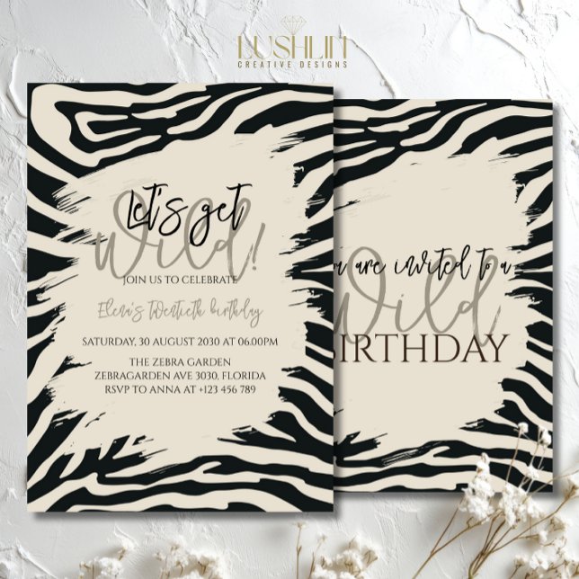 Zebra Print Birthday Stilvolles Animal Print Party Einladung (Von Creator hochgeladen)