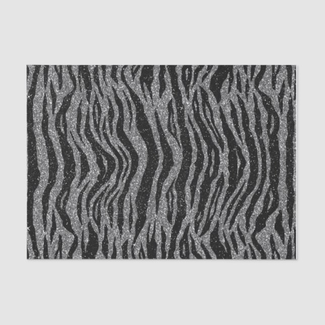 Zebra Print Black and Gray Silver Seidenpapier (Vorderseite)