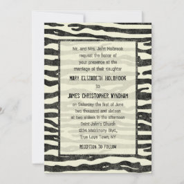 Zebra Print Black Beige Elegante Hochzeit Einladung