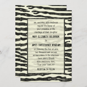 Zebra Print Black Beige Elegante Hochzeit Einladung