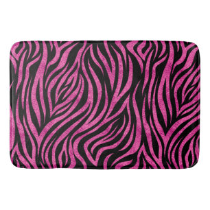 Zebra Print Black Hot Pink Badematte