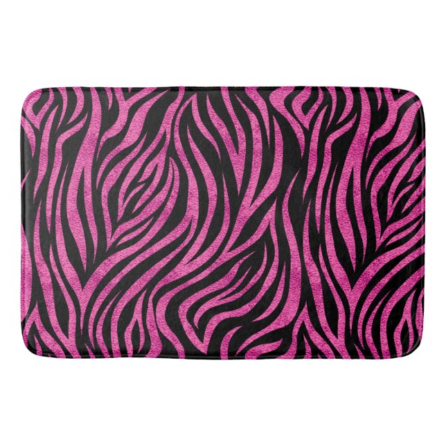 Zebra Print Black Hot Pink Badematte (Vorderseite)
