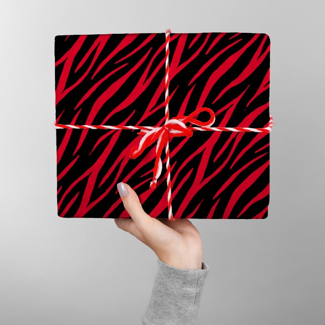 Zebra Print Black Red Niedlich Modern Xmas Muster Geschenkpapier (Von Creator hochgeladen)