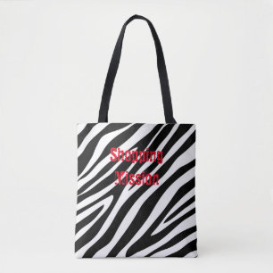 Zebra Print Black & White Totbeutel