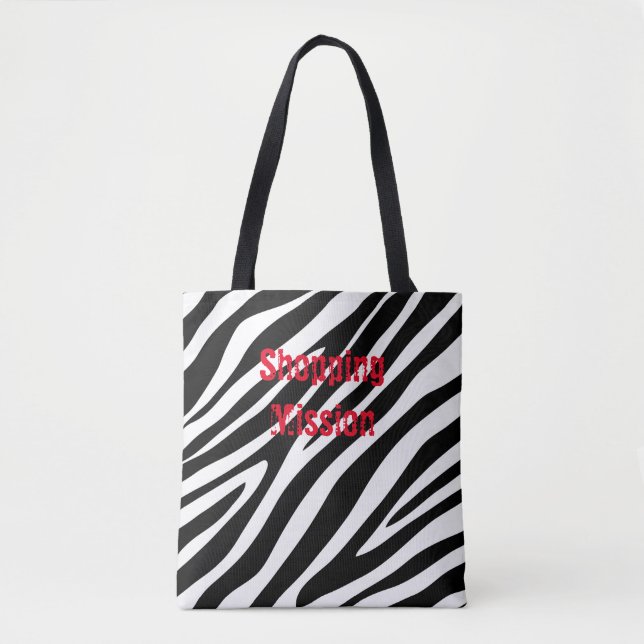 Zebra Print Black & White Totbeutel (Vorderseite)