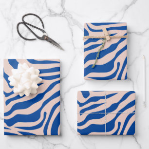 Zebra Print Blue Zebra Stripes Animal Print Geschenkpapier Set