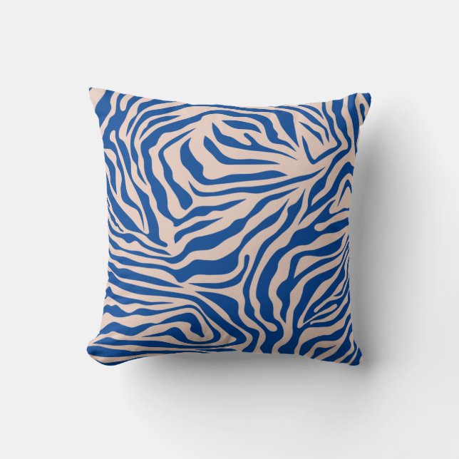 Zebra Print Blue Zebra Stripes Animal Print Kissen (Vorderseite)