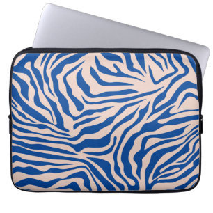 Zebra Print Blue Zebra Stripes Animal Print Laptopschutzhülle