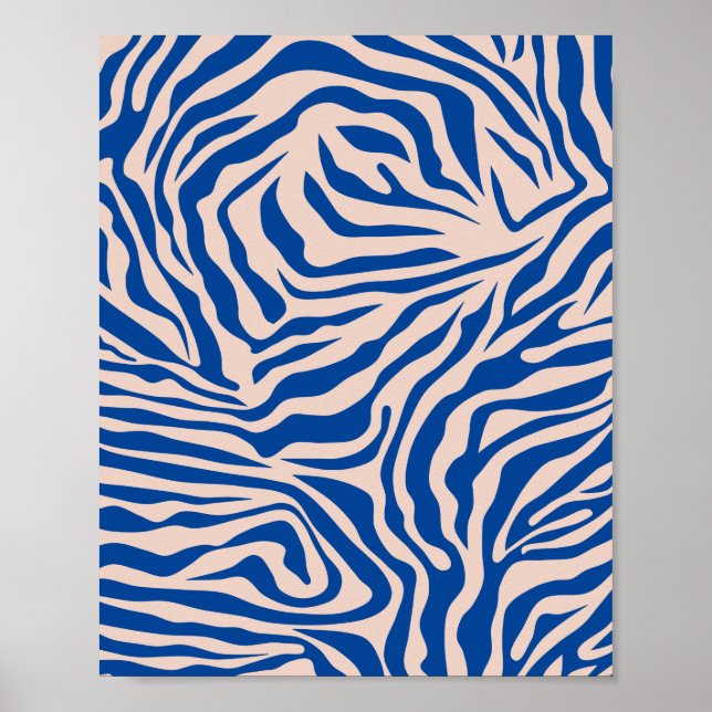 Zebra Print Blue Zebra Stripes Animal Print Poster (Vorne)