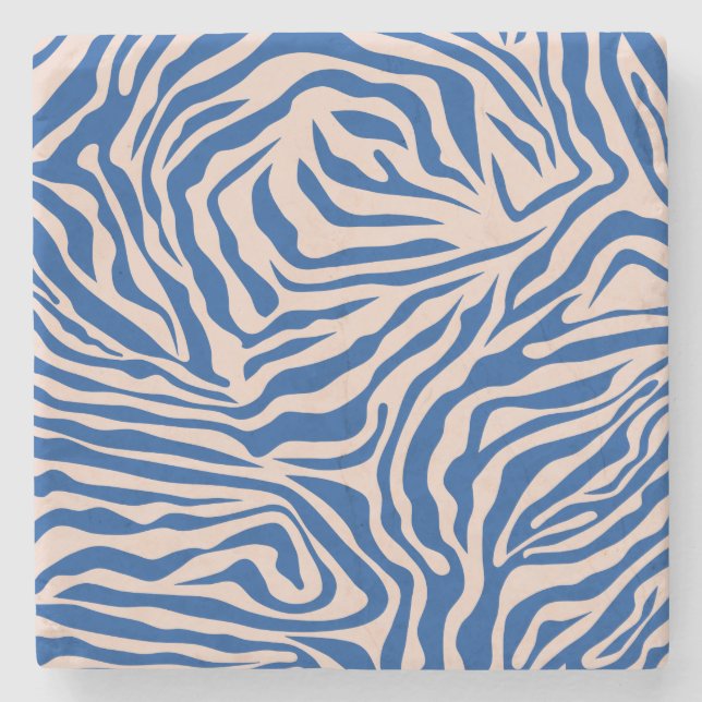Zebra Print Blue Zebra Stripes Animal Print Steinuntersetzer (Vorderseite)