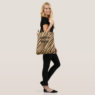 Zebra Print Brown Town Bag