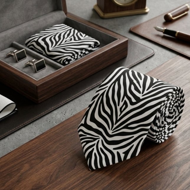 Zebra Print Classic Black & White Krawatte (Von Creator hochgeladen)