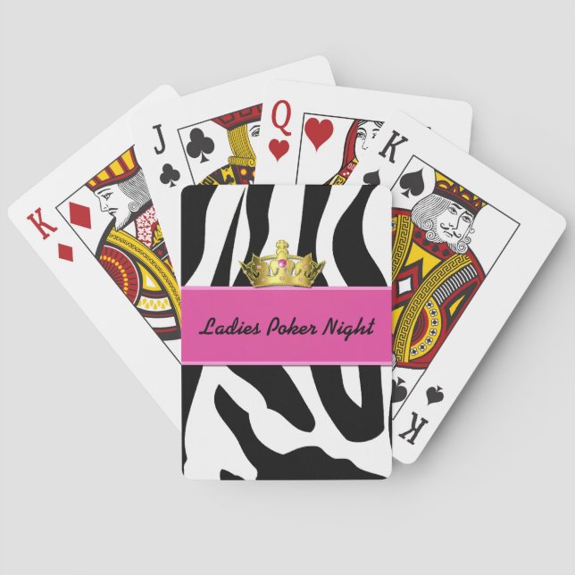 Zebra Print & Crown Ladys Spielkarten (Rückseite)