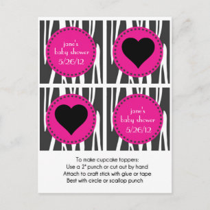 Zebra Print Cupcake Toppers Einladungspostkarte