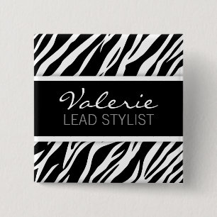 Zebra Print (Custom Hair Salon Name Abzeichen Butt Button