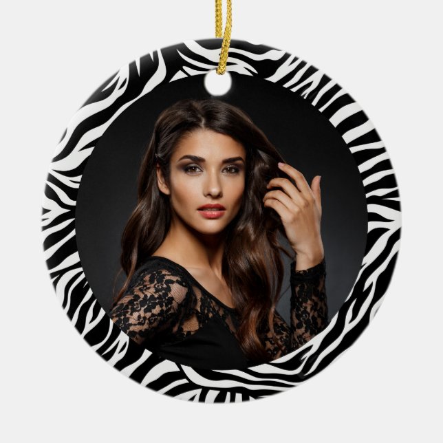 Zebra Print Custom Photo Ornament (Vorne)