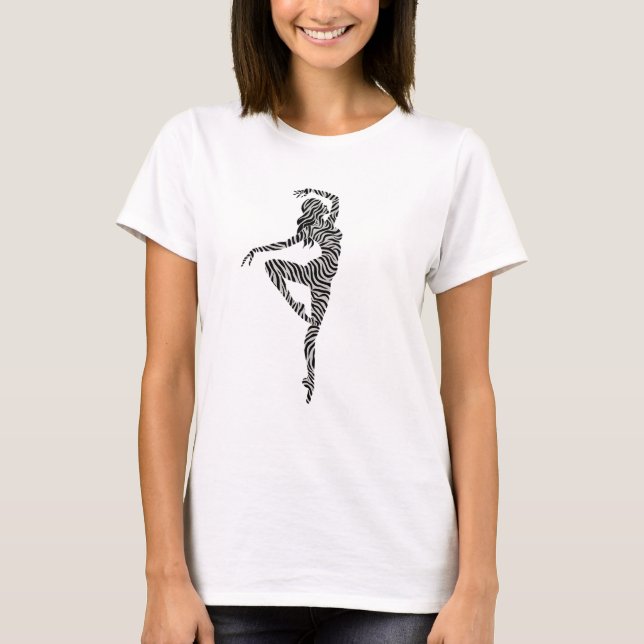 Zebra Print Dancer Girl Dance Ballerina Black Whit T-Shirt (Vorderseite)