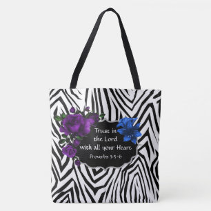 Zebra Print Floral Design Tasche Proverbs 3:5-6