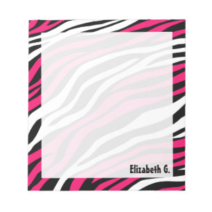 Zebra Print Fuchsia Mix Personalisierter Notepad Notizblock