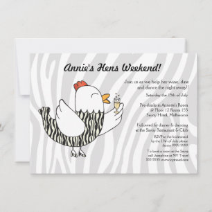 Zebra Print Funny Hen - Hens Party Bachelorette Einladung