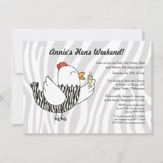 Zebra Print Funny Hen - Hens Party Bachelorette Einladung