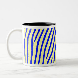 Zebra Print (Gelb & Blau) Zweifarbige Tasse
