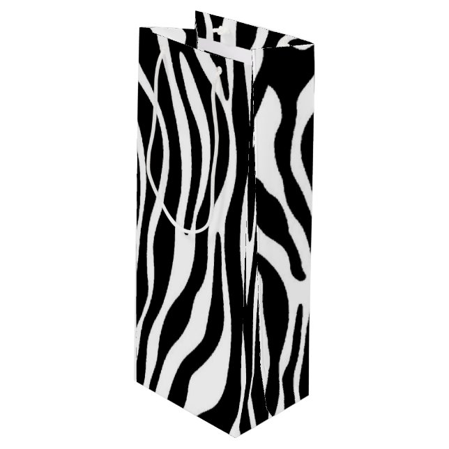 Zebra Print Geschenktüte Für Weinflaschen (Vorderseite Schrägansicht)