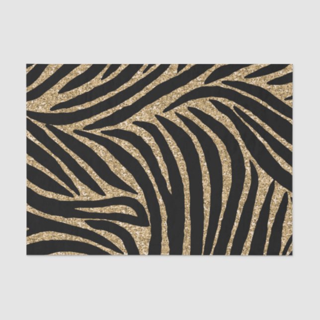 Zebra Print, Gold und Black Glitzer Seidenpapier (Vorderseite)