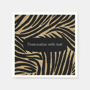 Zebra Print, Gold und Black Glitzer Serviette