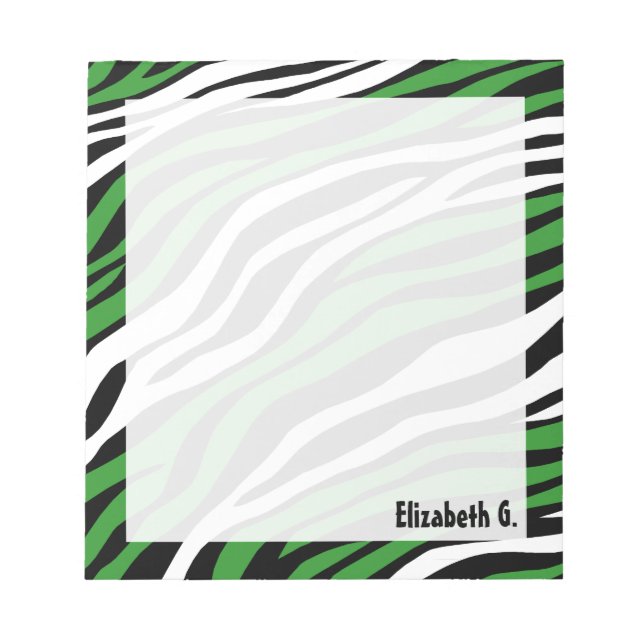Zebra Print Green Mix Personalisiert Notepad Notizblock (Vorderseite)