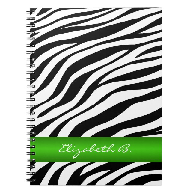 Zebra Print Green Strip Personalisiertes Notebook Notizblock (Vorderseite)