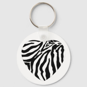 Zebra Print Heart Key Chain Schlüsselanhänger