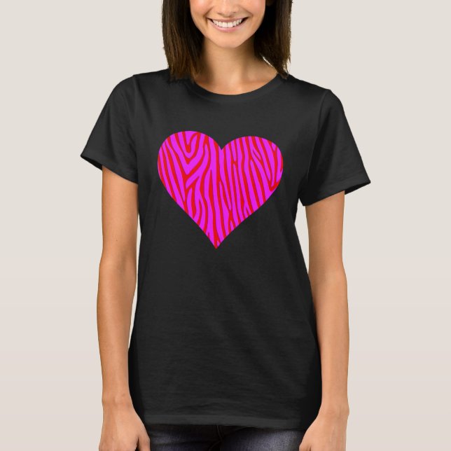 Zebra Print Heart Love Graphic Cute Valentines Day T-Shirt (Vorderseite)
