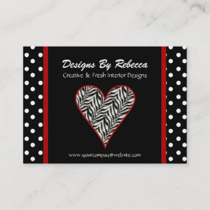 Zebra Print Heart mit Polka Dots Business Card Visitenkarte