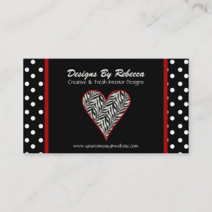 Zebra Print Heart mit Polka Dots Business Card Visitenkarte