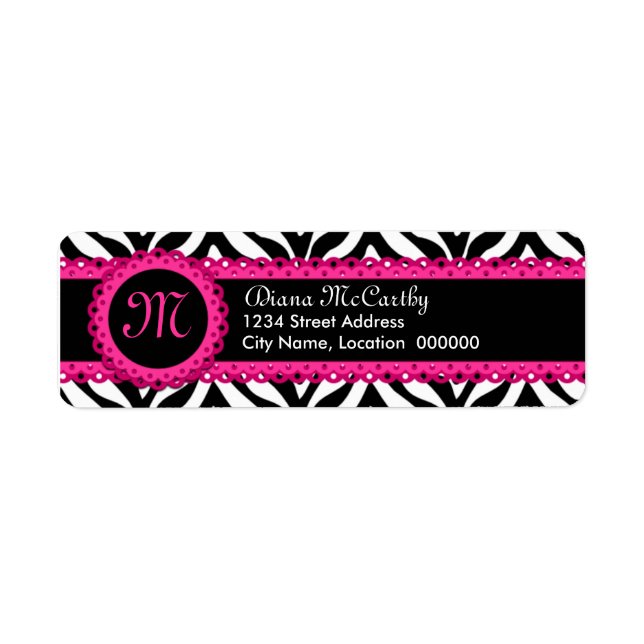 Zebra Print & Hot Pink Lace Monogram (Vorne)