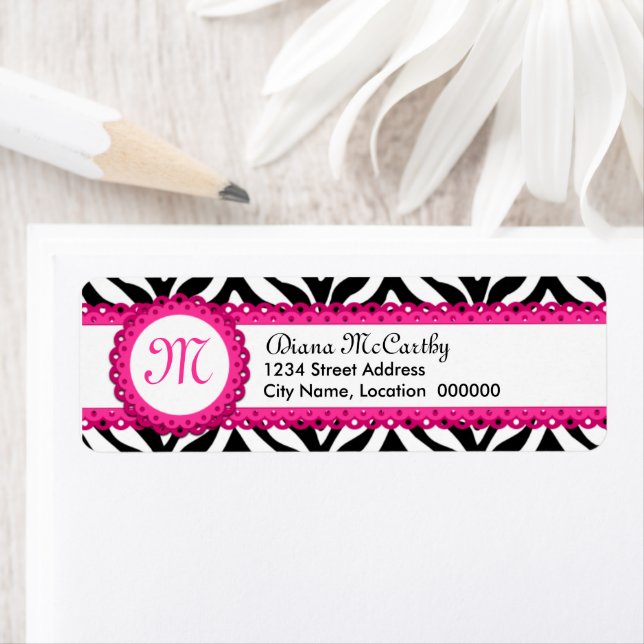 Zebra Print & Hot Pink Lace Monogram (Insitu)