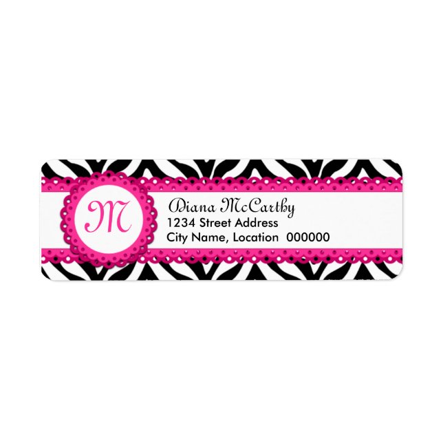 Zebra Print & Hot Pink Lace Monogram (Vorne)