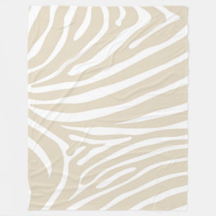 Zebra Print in Beige und Weiß Fleecedecke
