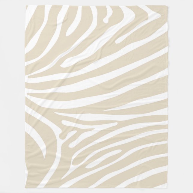 Zebra Print in Beige und Weiß Fleecedecke (Vorderseite)