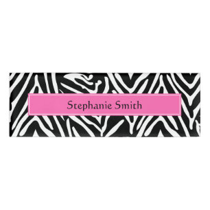 Zebra Print in personalisiert Schwarz, Weiß und He Namenschild