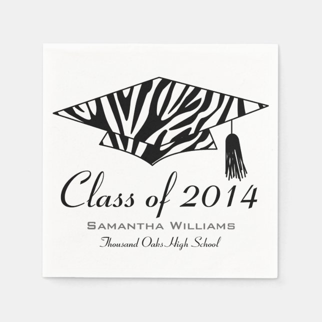 Zebra Print Individuelle Name Abschluss Napkins Serviette (Vorderseite)