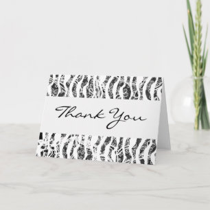 Zebra Print Lace Overlay Thank You Card Dankeskarte