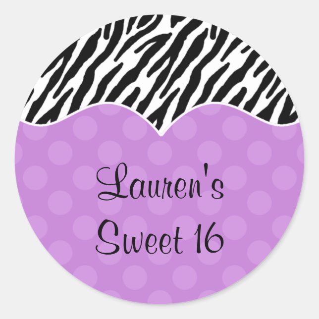 Zebra Print Lila Dot Stickers (Vorderseite)